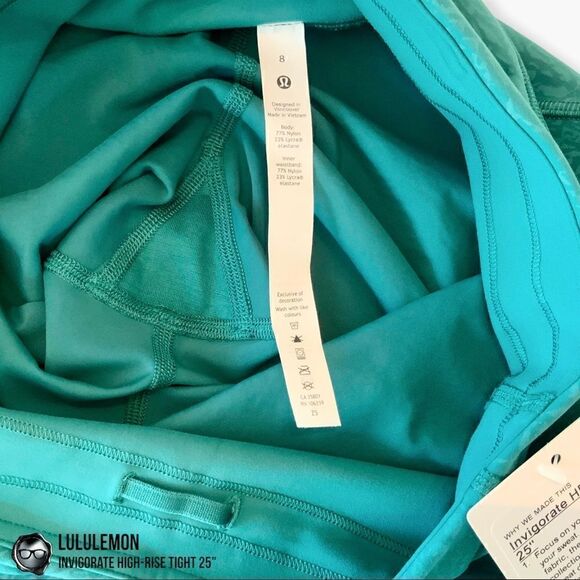 LULULEMON INVIGORATE HIGH-RISE LEGGINGS 25” IN TEAL LAGOON BLUE-GREEN PETITE NEW - Picture 13 of 15